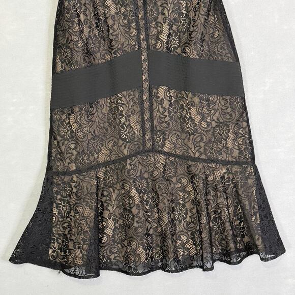 Loft Dress Women Sz 10 Midi Length Lace Mermaid Ruffle Party Holiday Classy LBD - Picture 7 of 16